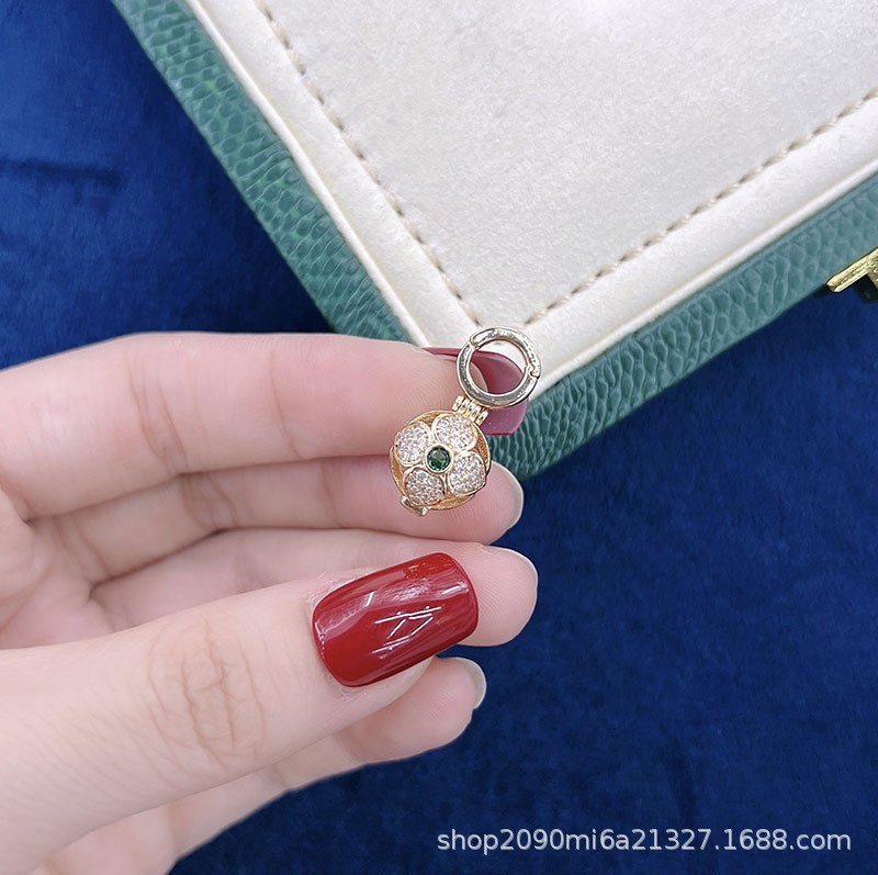 DIY accessories: copper-plated real gold spherical universal buckle necklace, fashionable and niche empty stand, slightly inlaid zircon buckle pic 11
