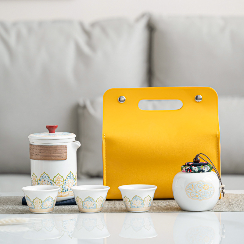 Wholesale of portable kung Fu tea sets for travel, Japanese-style outdoor quick guest cups, and business gifts for festivals pic 4