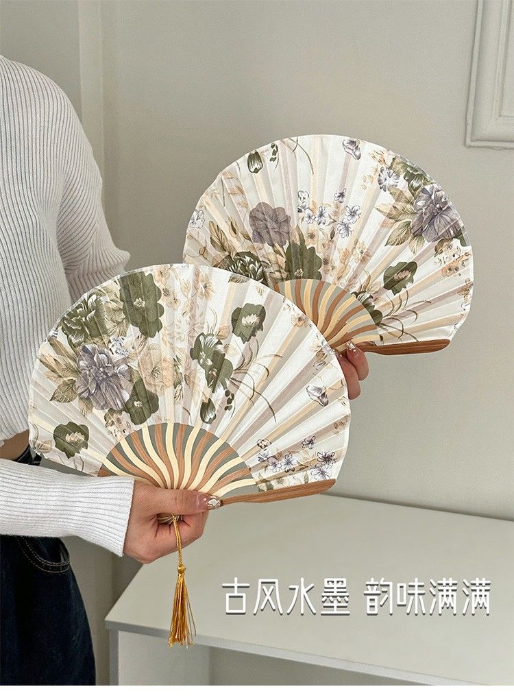 中国风水墨折扇新中式古典复古旗袍道具夏季随身便携古风折叠扇子详情14