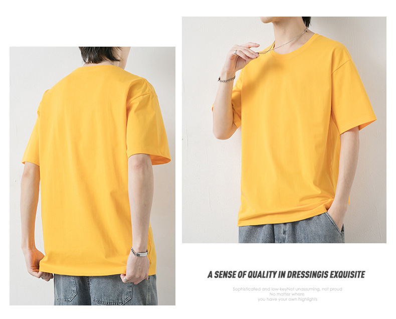 短袖t恤男潮牌夏季纯棉男士圆领半袖宽松打底衫男纯色基础款体恤详情20