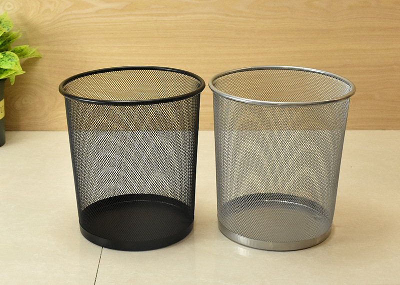 Factory direct sales of iron mesh trash cans, metal uncovered garbage baskets, simple trash cans, household and office waste paper cans in stock pic 11