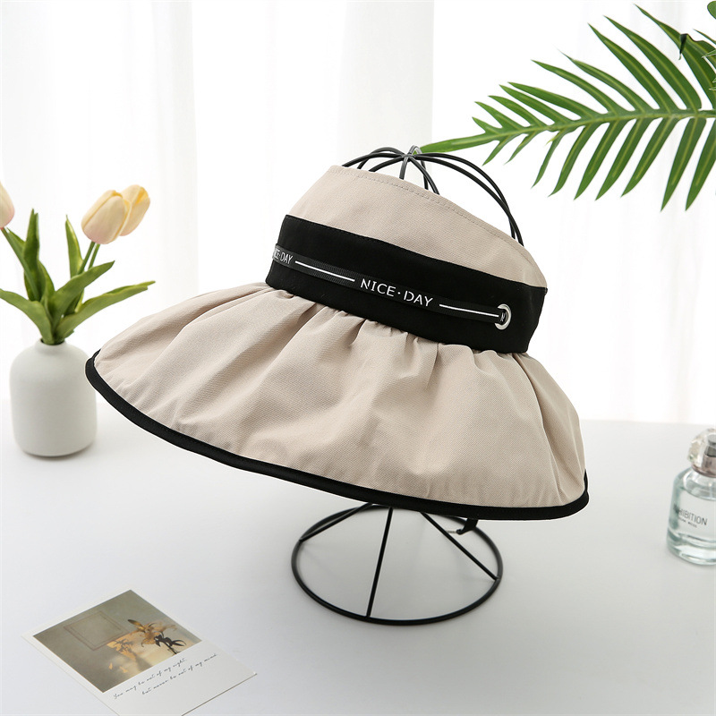 夏季帽子黑胶大沿空顶遮阳帽带壳调节防紫外线可折叠户外沙滩防晒详情4