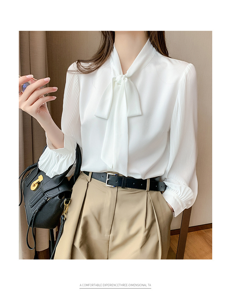 时尚气质欧货雪纺衬衫女装春秋装2023年新款春夏长袖上衣女士衬衣详情14