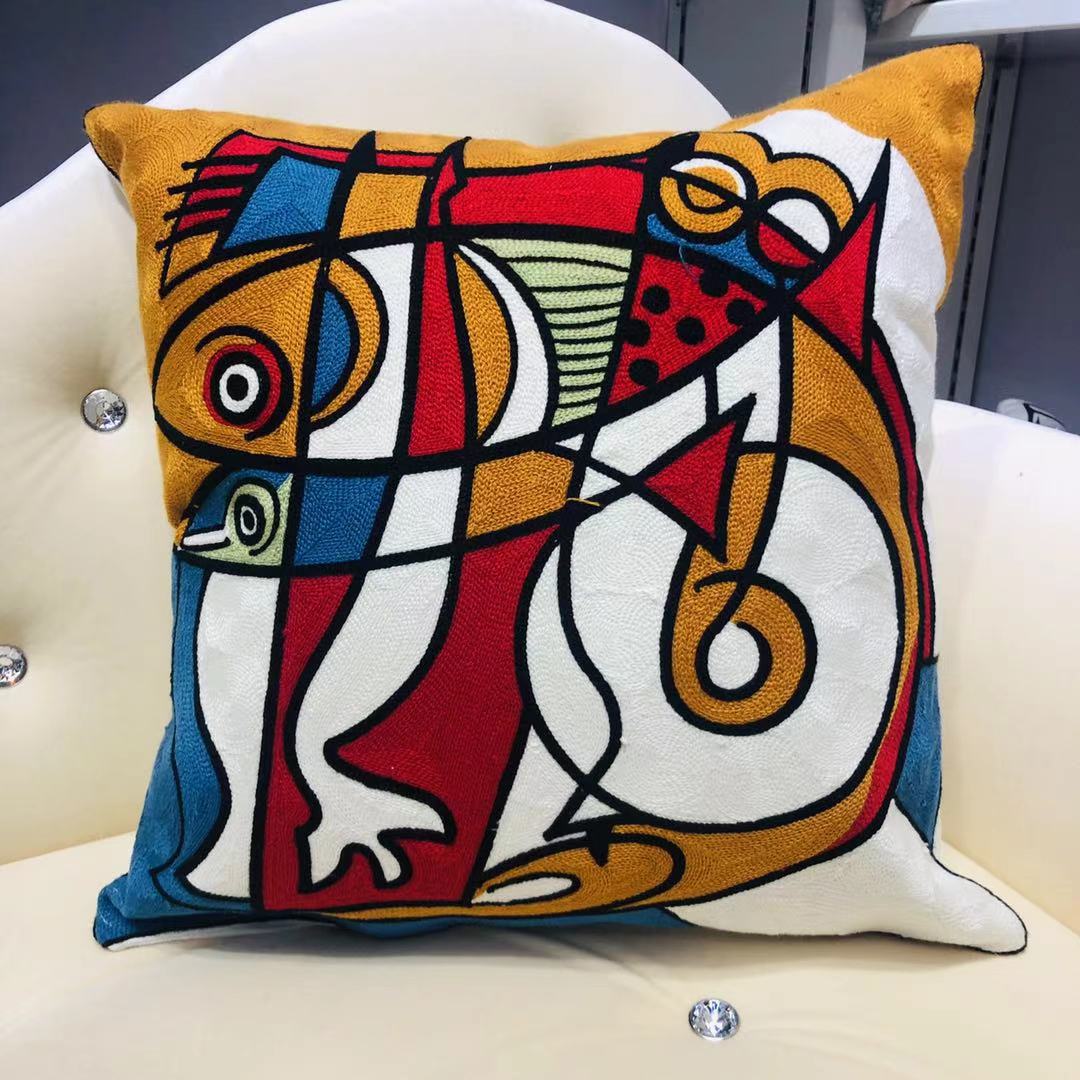 Picasso pillowcase, full-page embroidered abstract art sofa, Amazon cross-border cushion without core pic 6