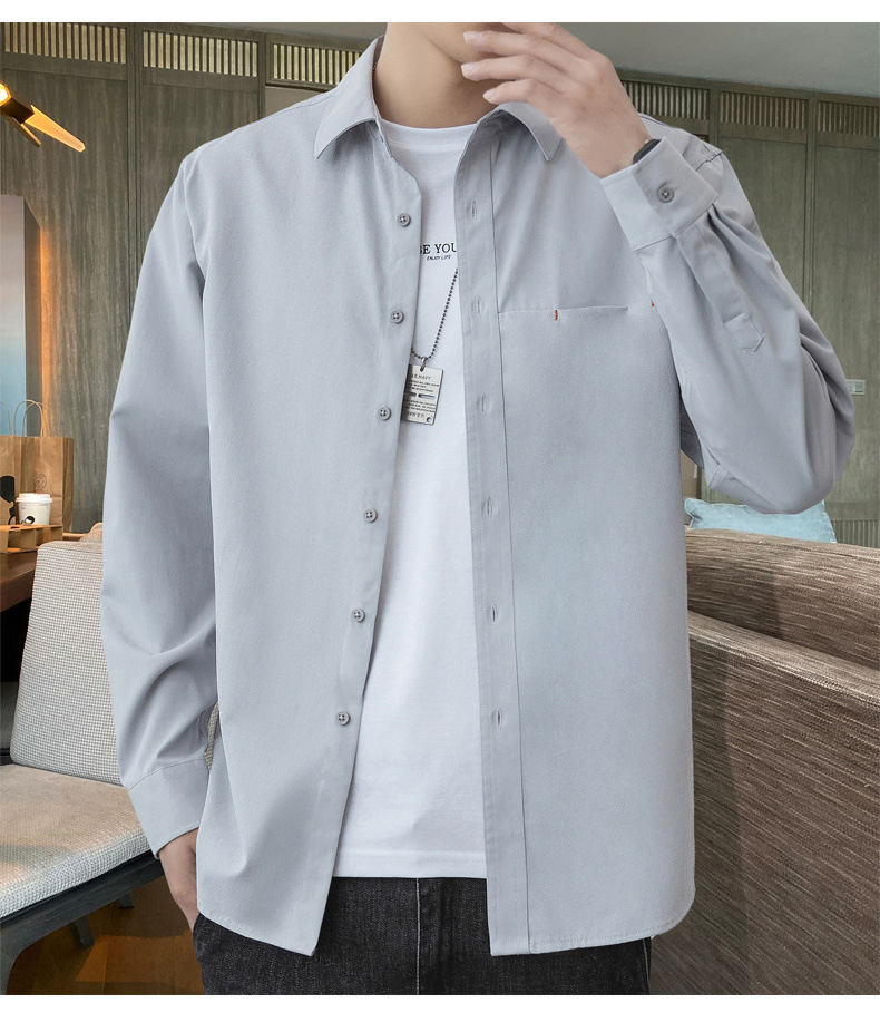 2024 primavera/otoño nuevo manga larga blusa blanca para hombres versión coreana blusa suelta abrigos moda masculina una generación de cabello pic 20