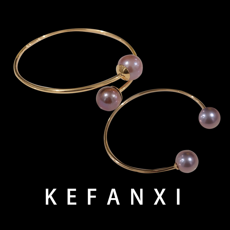 铜镀真金珍珠手镯空托爱迪生巴洛克珍珠托手镯圈开口手镯diy配件详情3