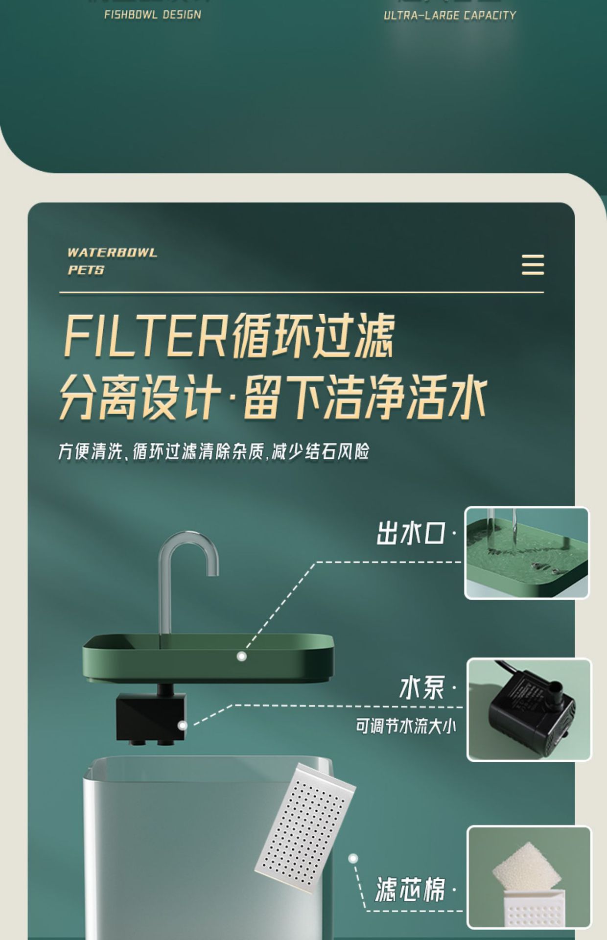 猫咪饮水机自动循环活水过滤饮水器流动插电喂水喝水神器宠物用品详情5