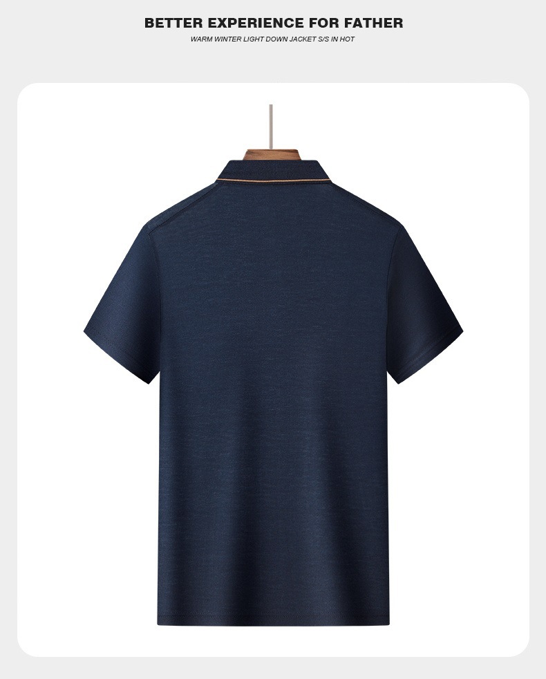 爸爸款翻领短袖t恤夏装中年男士宽松冰丝上衣中老年人男装爷爷装详情7