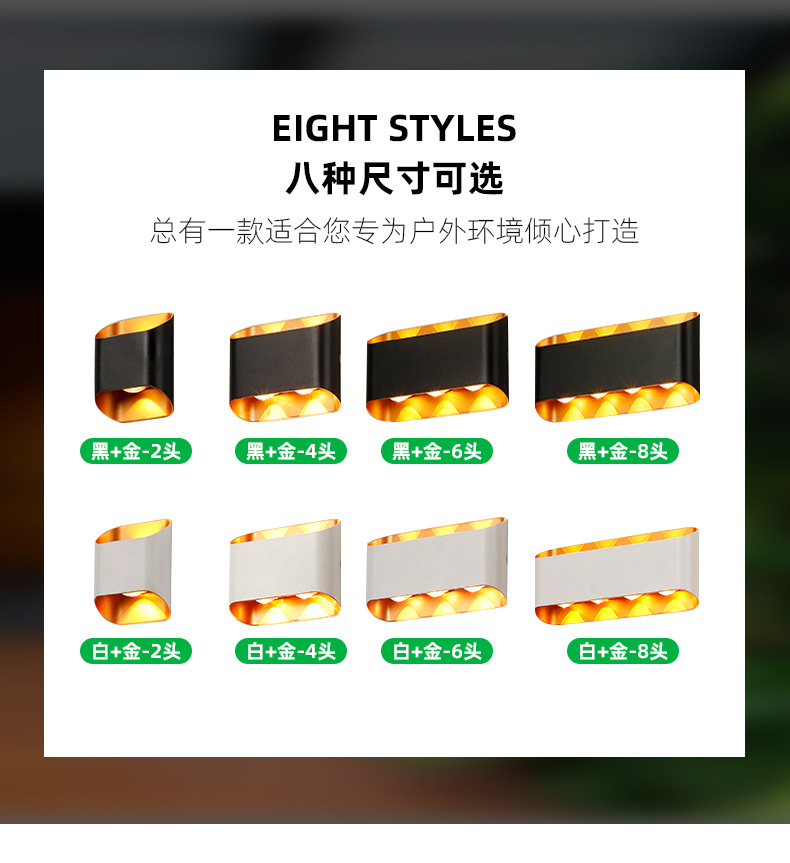 跨境新品LED户外壁灯创意别墅外墙庭院防水壁灯简约卧室过道灯详情5