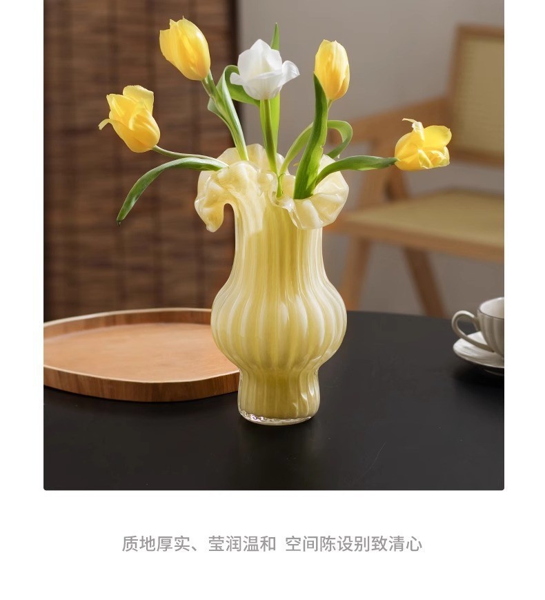 Vintage glass vases, living room flower arrangements, hydroponic, high-end pleated skirts, French retro ornaments, table soft decorations pic 7