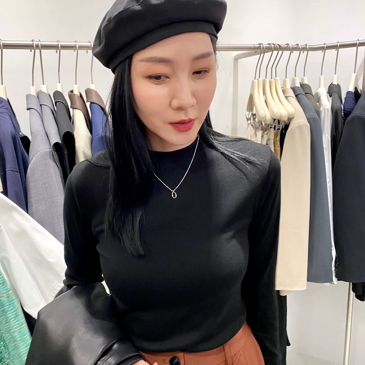 老板娘同款半高小立领打底衫内搭显瘦纯色长袖秋冬保暖上衣t恤女详情10