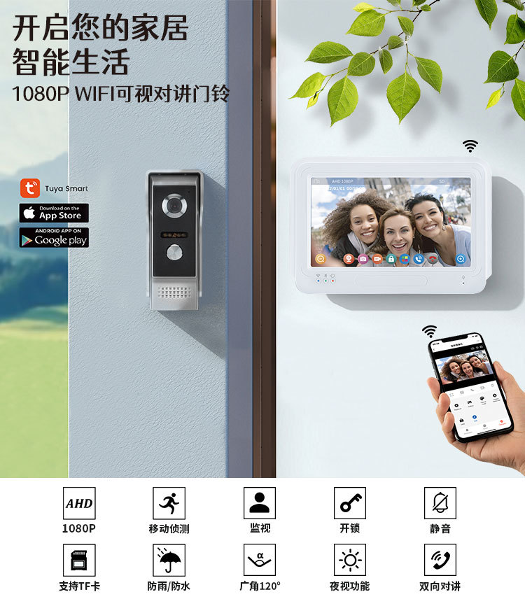 1080P APP smart video doorbell 2 million high-definition WiFi video doorbell pic 1