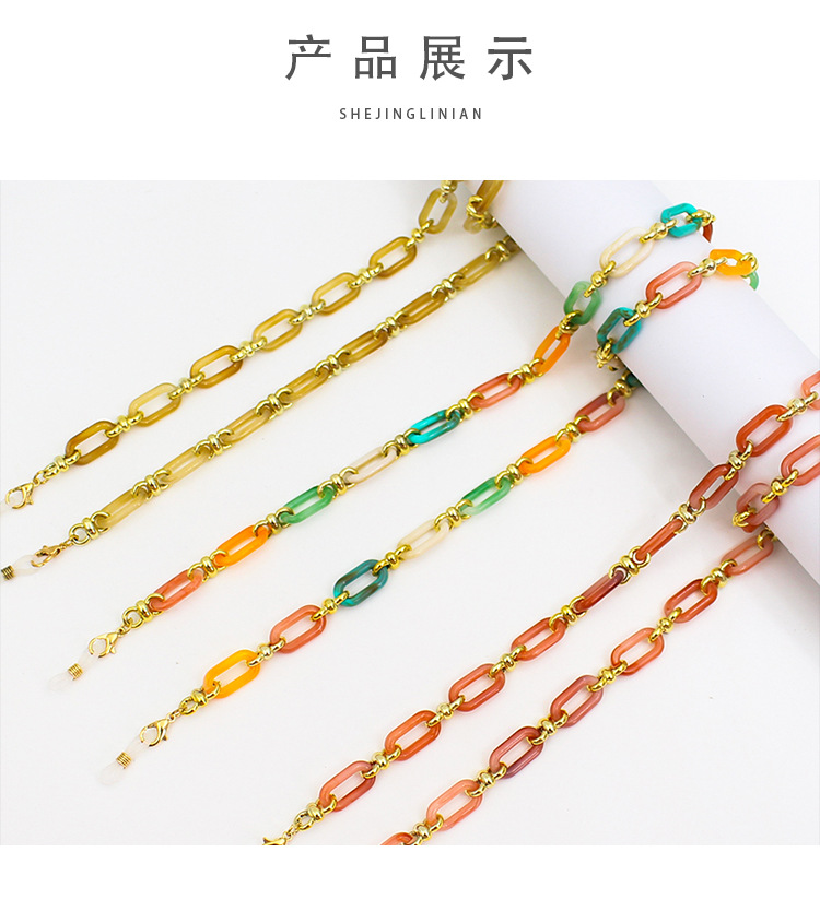 Cross-border candy-colored eyeglass chains with a high-end feel, European and American fashion and individuality, acrylic necklaces, anti-drop eyeglass lanyards and accessories pic 4