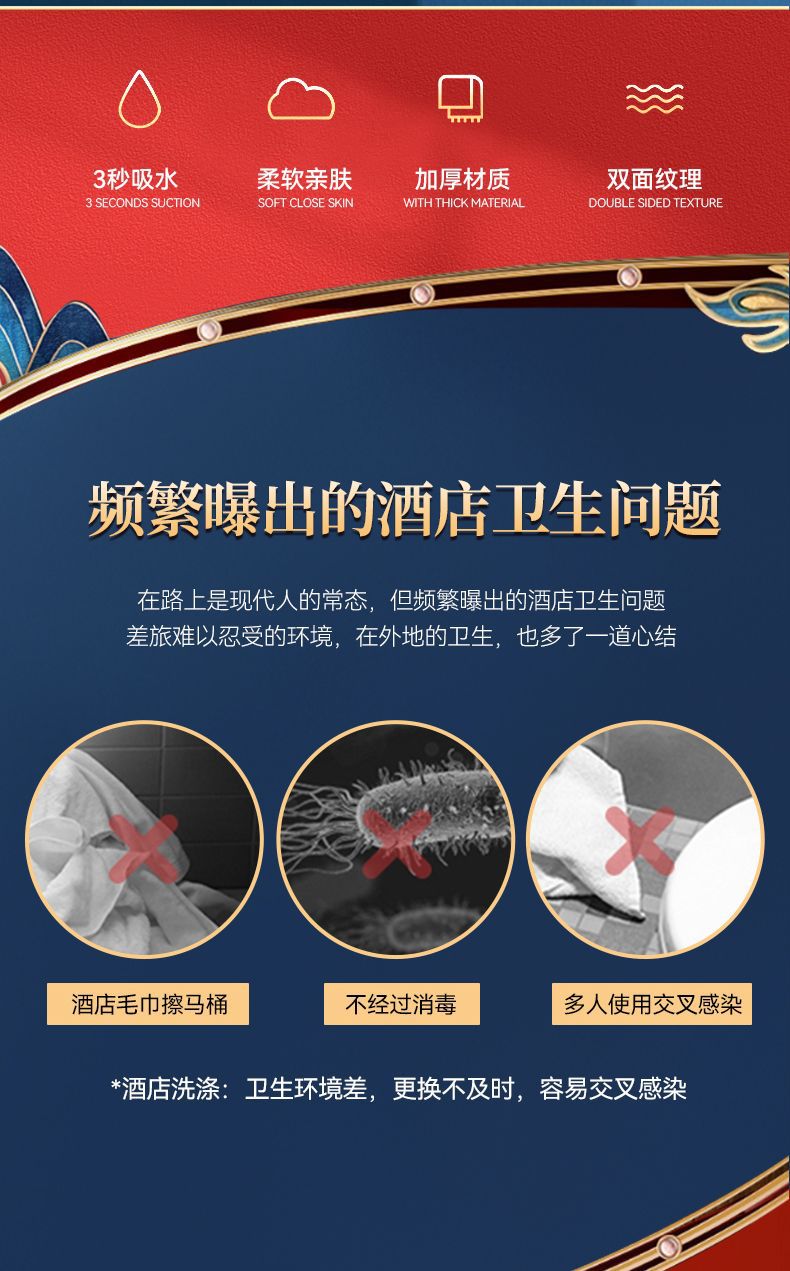 Wholesale of thickened disposable compressed towels with Chinese style, pure cotton facial cleansing towels for tourism and hotels pic 3