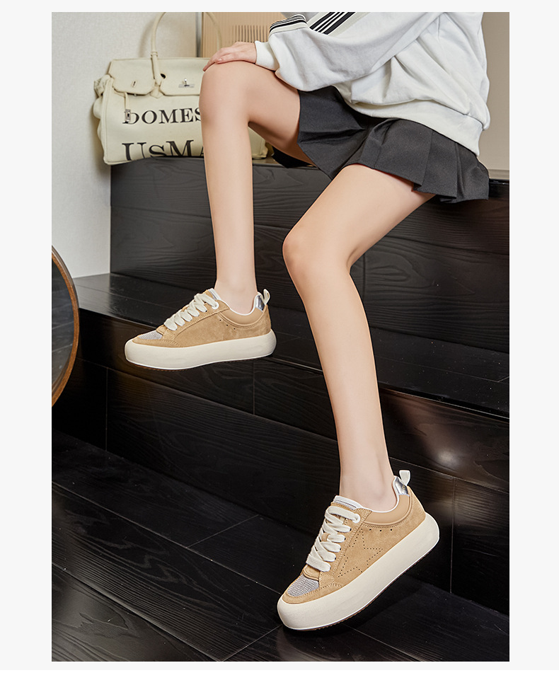 真皮做旧小白鞋女2025春季新款厚底板鞋休闲百搭星星女鞋复古单鞋详情26