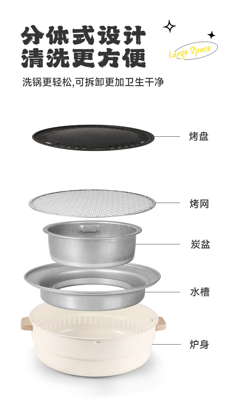 围炉煮茶户外露营淄博木炭烧烤炉家用小型多功能无烟烤肉架取暖炉详情4