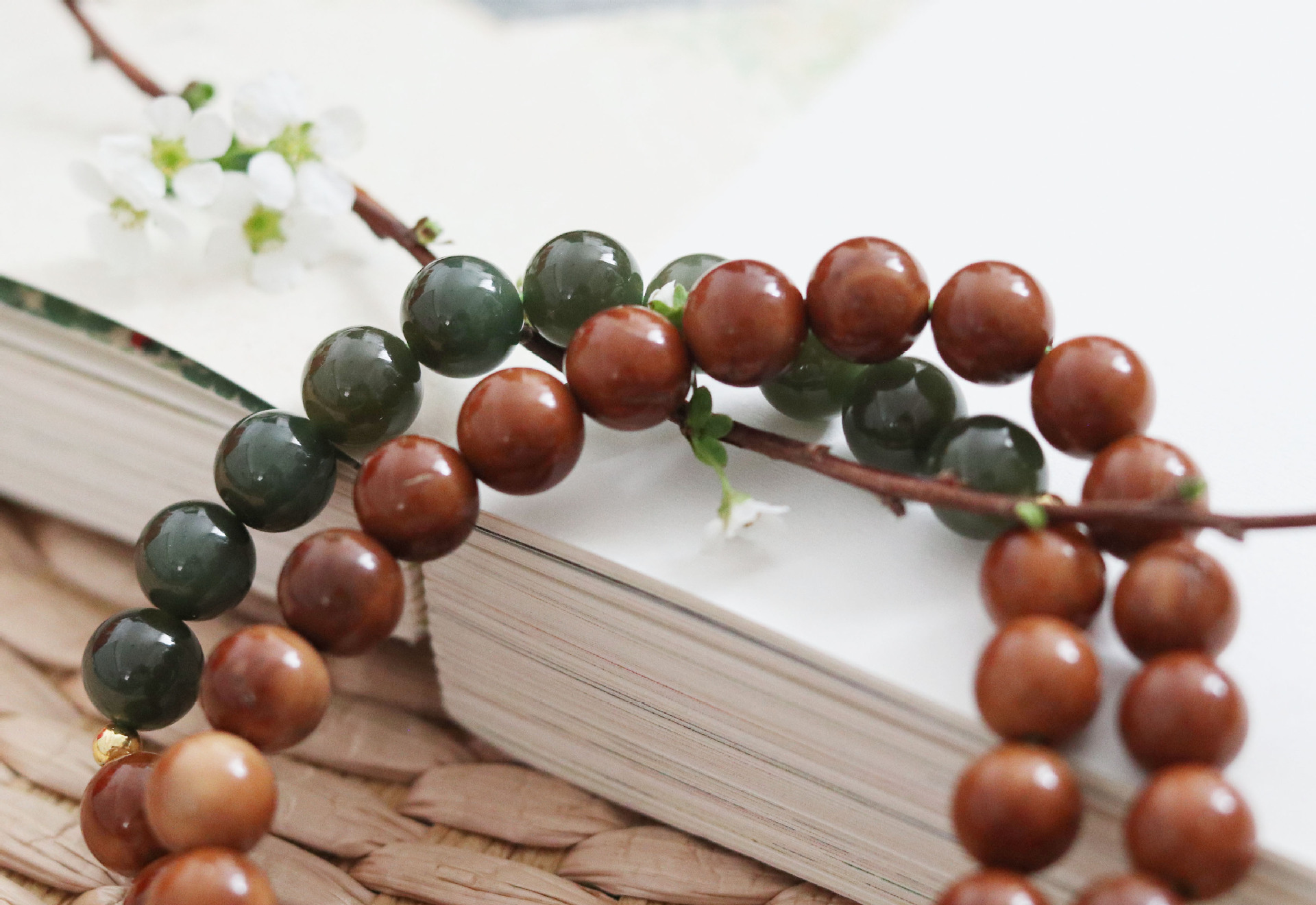 天然精品库克菩提气质手串和田玉跑环双圈文艺手持国风情侣款手链详情11