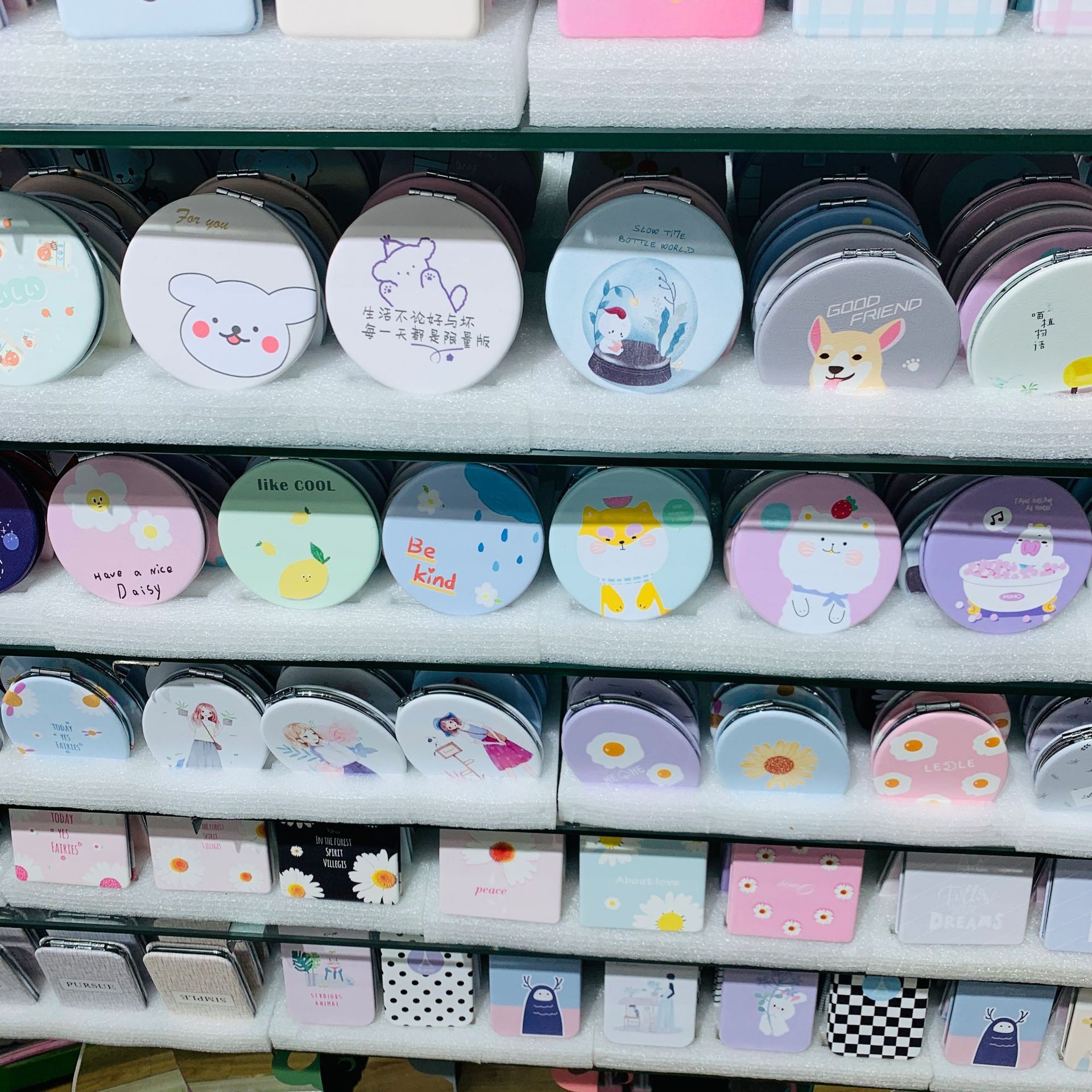 Double-sided mirror, folding mirror, magnifying mirror, portable mini, small makeup mirror, cartoon round mirror pic 9