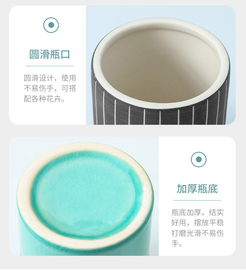 Chinagoods Ceramic Vase北欧陶瓷花瓶酒店家公寓居客厅陶瓷瓶水培花瓶样板间复古摆件详情14