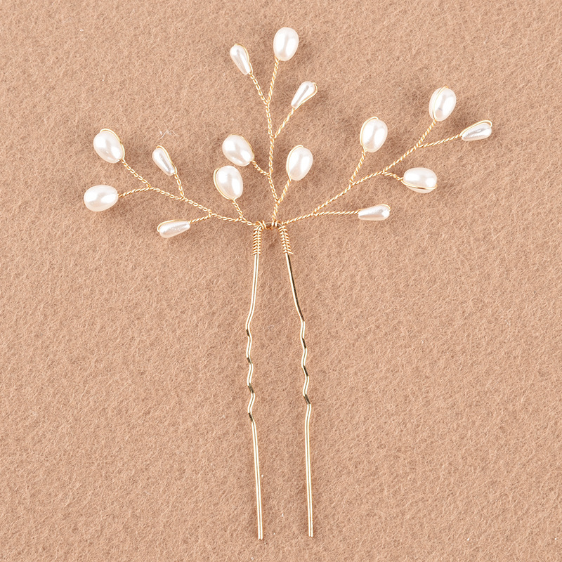 盘头发饰品新娘头饰发插针发簪子头花盘发配饰伴娘发型u型夹发卡详情6