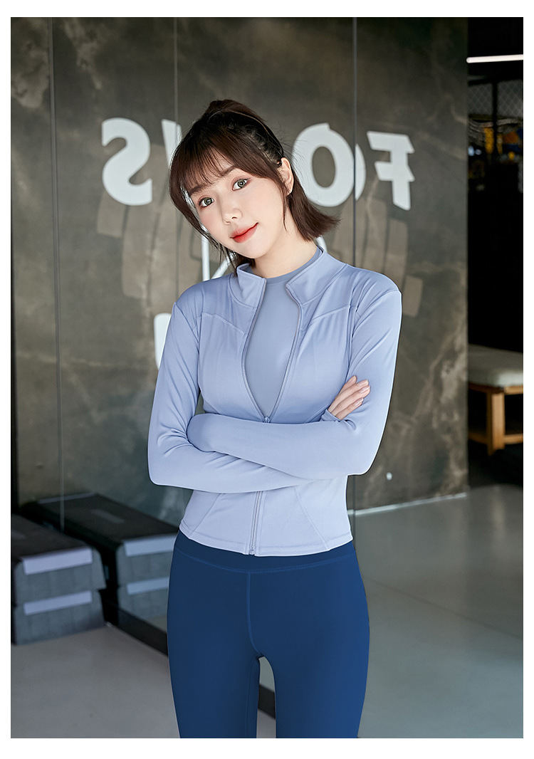 2023 new cardigan, long-sleeved, sun-protective, tight-fitting, slimming, running and fitness top, yoga jacket for sporty women pic 24
