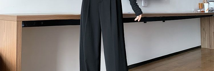 黑色西装裤女春秋新款韩版休闲直筒垂感宽松阔腿裤高腰显瘦长裤潮详情36