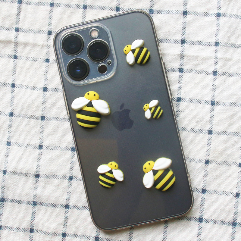Accesorios de PVC tocados de abejas de dibujos animados accesorios de bricolaje accesorios para niños horquillas crema goteo pegamento casos de teléfono parches pic 5