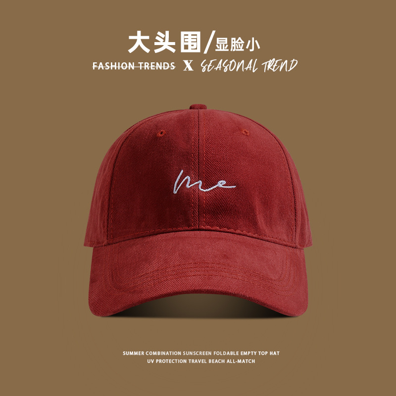 A Korean-style baseball cap that makes the face look smaller, with a wider brim for women to cover the cheekbones and a darker waistband. A sun hat with a red baseball cap for men pic 5
