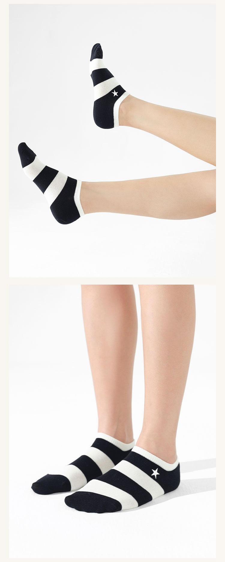 袜子地摊一件代发袜子女春夏黑白条纹短袜日韩纯色薄款透气棉袜夏季隐形袜一件代发详情6