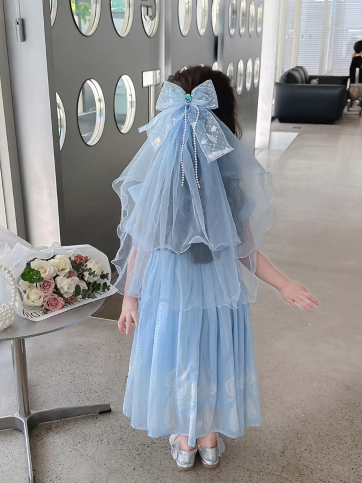 Children's hair clips, cherry blossom hair clips, two-color new ultra-exquisite little girl gauze knot hair clips, super cute children's hair accessories pic 16