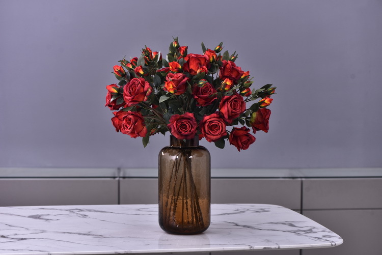 5 pieces of retro charred edge rose artificial flower decoration, artificial flower imitation dried flower, home soft decoration withered and dry, wedding Lanjin artificial rose wholesale pic 6