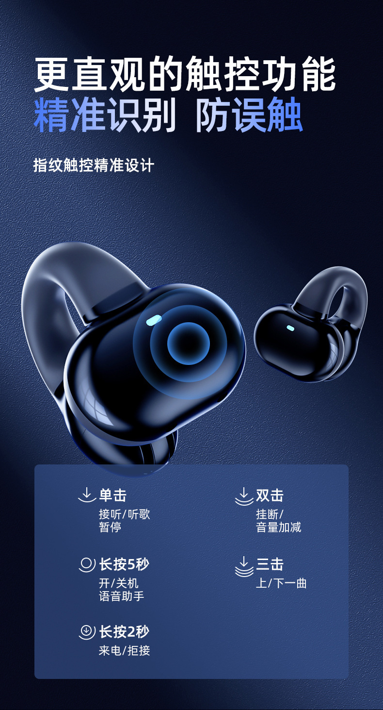 爆款跨境骨传导蓝牙耳机不入耳运动跑步专用耳夹式高音质迷你运动详情16