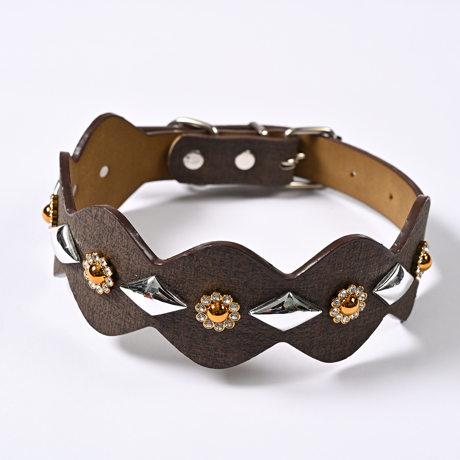 Factory wholesale PU leather pet collars, medium and large-sized dog collars, adjustable multi-color dog collars for pets pic 11