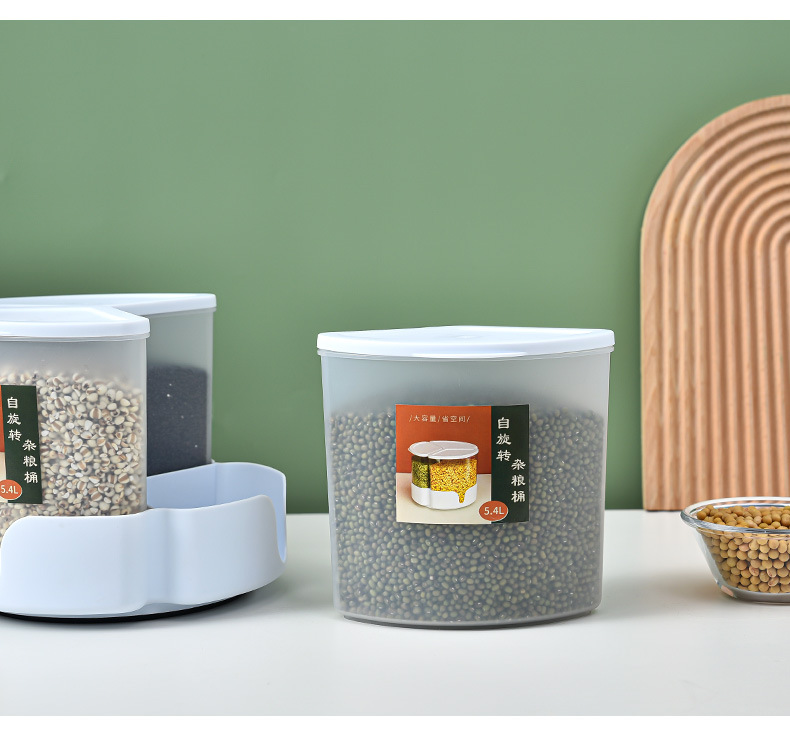 Rotatable five-grain and miscellaneous grain compartmentalized and classified rice bucket, household sealed insect-proof and moisture-proof rice storage box, rice 01201-8323 pic 19