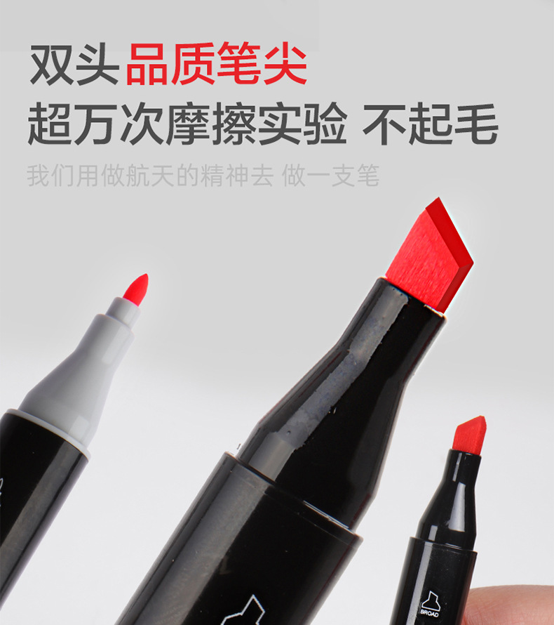 厂家直销马克笔套装三角杆酒精油性儿童绘画笔48色学生双头马克笔详情12