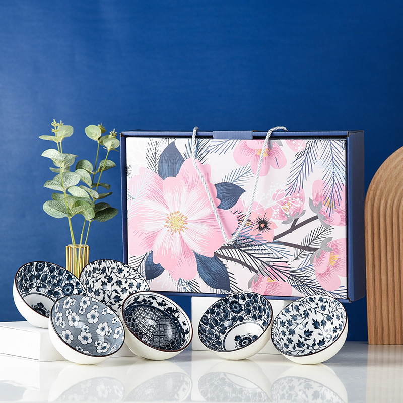 Ins-style Flower Gift Series Ceramic bowl, Plate and plate set, Creative ceramic tableware set, opening event gift bowl set pic 3