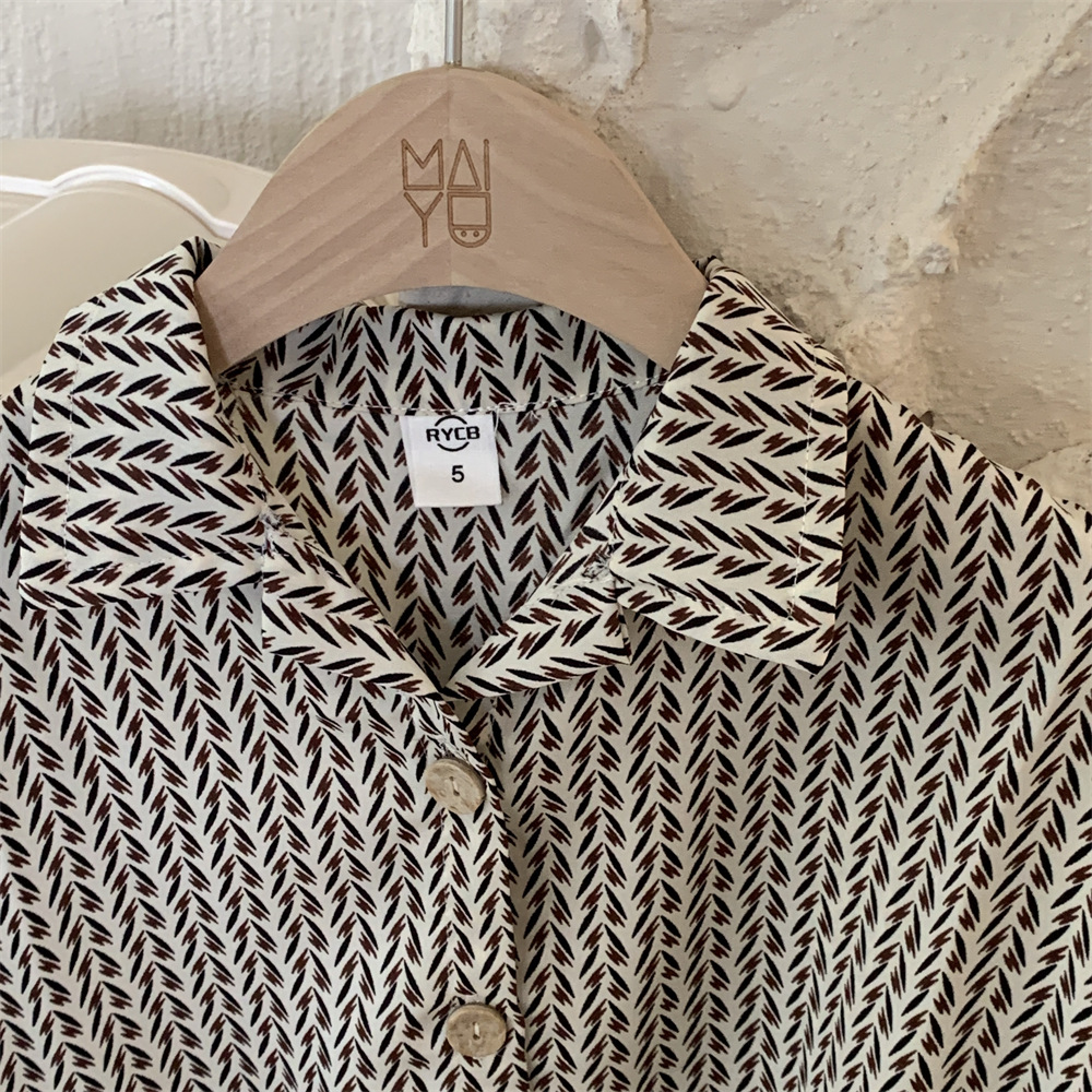 织里童装男童衬衫夏装2023新款夏季儿童休闲风印花休闲短袖衬衣潮详情3