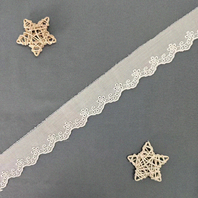 Wholesale of cotton embroidered lace, hollowed-out lace, embroidered skirt hem, clothing accessories, milk silk, perforated, barcode 2.5 pic 98
