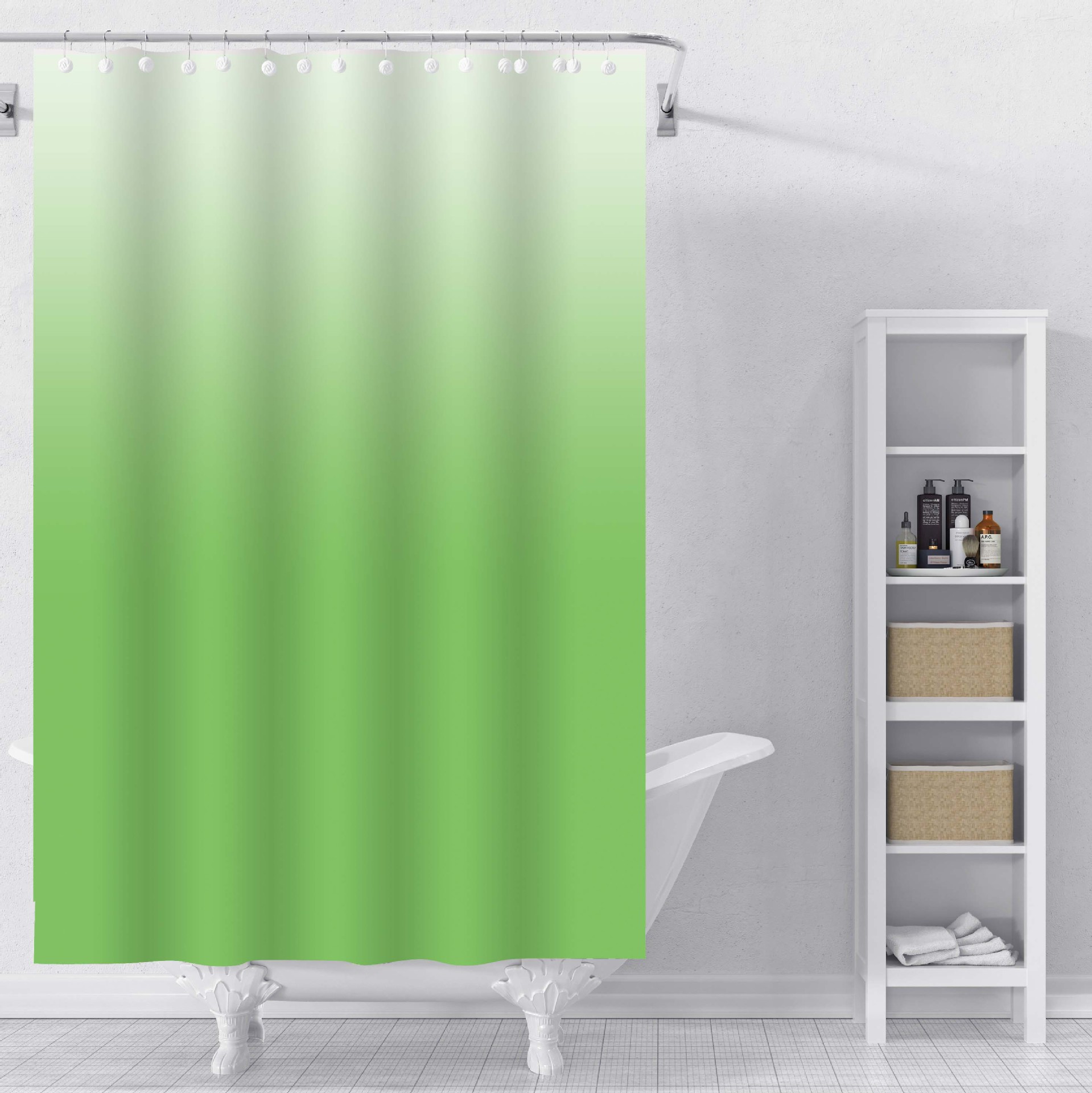 现货渐变PEVA浴帘防水易清洗浴帘新款创意卫生间装饰隔断帘免打孔详情6