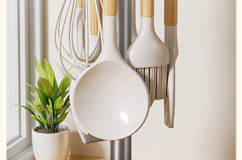 Rotating spatula rack countertop, household kitchen hook storage rack, hanging spoon and spatula stand, soup spoon and kitchenware storage rack pic 13