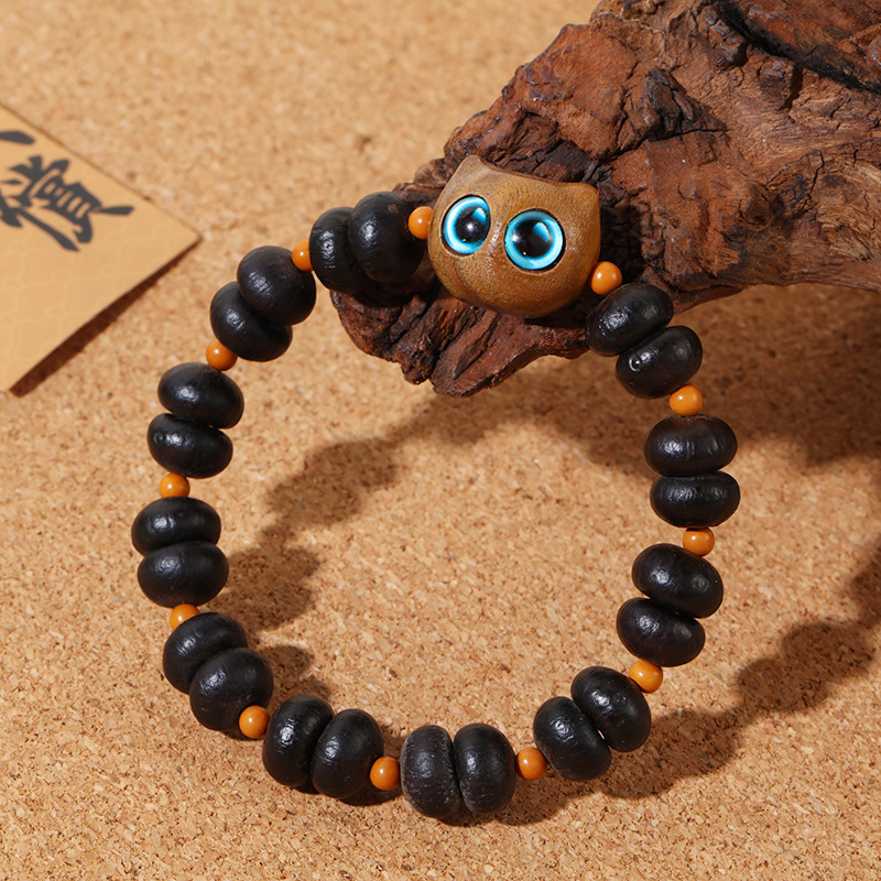 Purple gold bowl Abai prayer beads bracelet, Big Eye Cat single-loop bracelet, purple gold mouse Ebony running ring Buddhist prayer beads and cultural play accessories pic 8