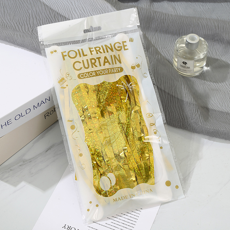 1*2M炫彩高亮镭射雨丝帘儿童节舞台装饰道具生日装饰反光流苏门帘详情4