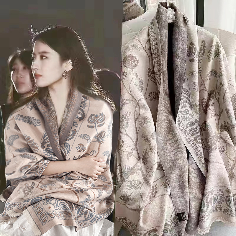 2023新款加厚围巾韩国甜美保暖仿羊绒围巾格子披肩围脖女工厂批发详情8