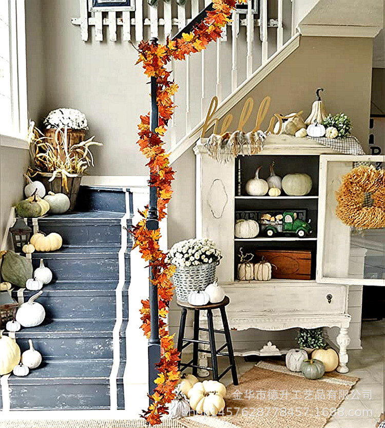 Wholesale of decorative simulation artificial maple leaves, vines, ceiling leaves, plants, flowers, vines and vines pic 4