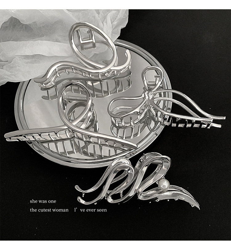 银色抓夹后脑勺金属简约气质冷淡风发夹大号高级感鲨鱼夹子头饰女详情5