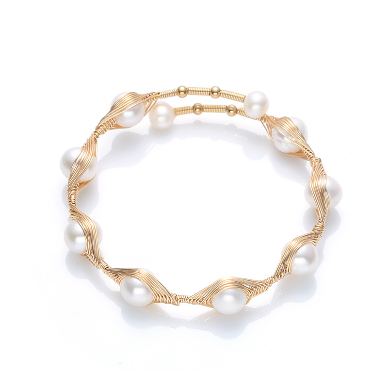 High-end natural freshwater pearl jewelry from Japan and South Korea, 14K gold-plated wound bracelet, eight-pearl hand-wound bracelet pic 13