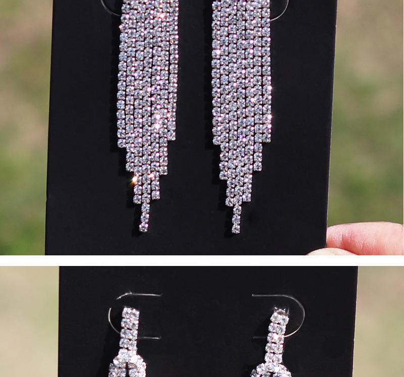 超闪爪链长款流苏耳环女欧美夸张几何形镶钻耳饰跨境货源环保饰品详情24