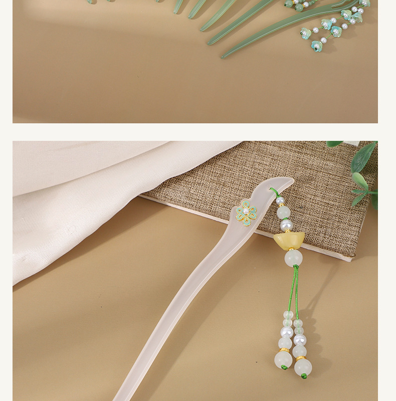 古风流苏仿玉发簪板材盘发新中式汉服精雕头饰日常挽发古装发钗女详情15