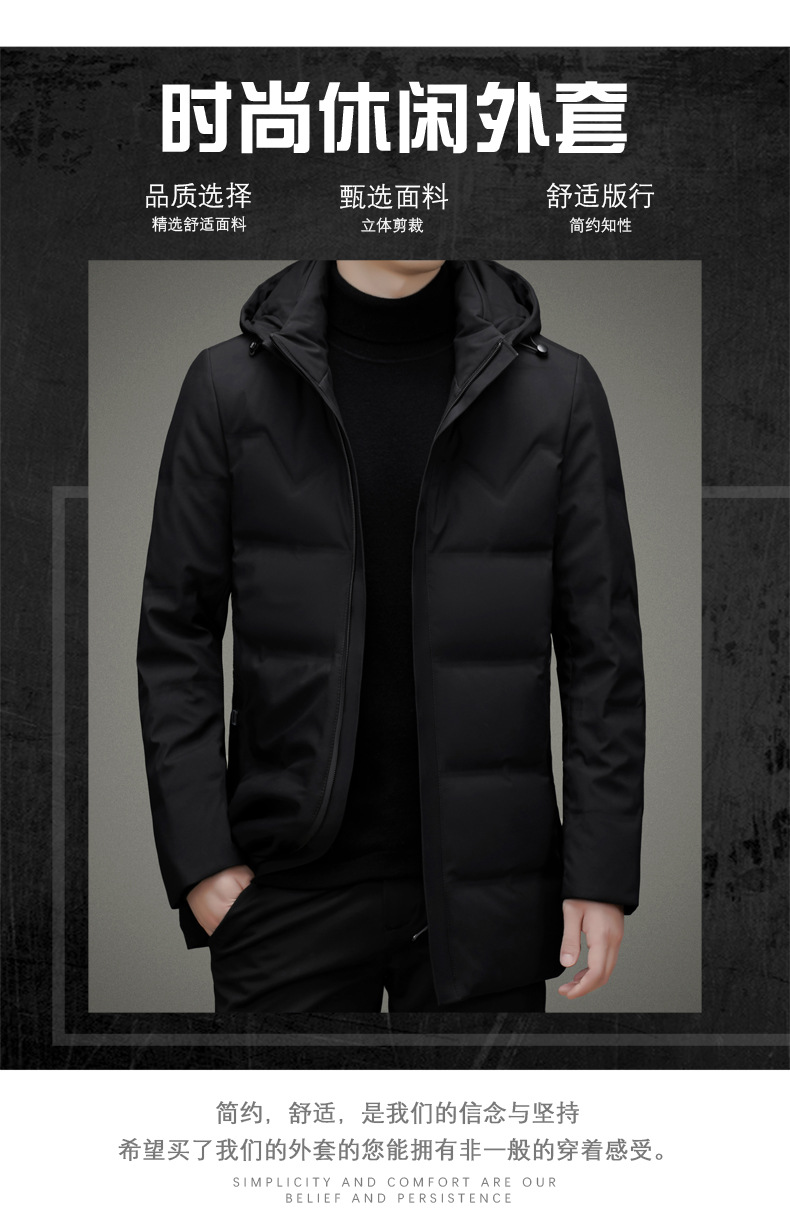2024跨境爆款羽绒服男士秋冬中长连帽羽绒服男商务保暖羽绒外套潮详情1