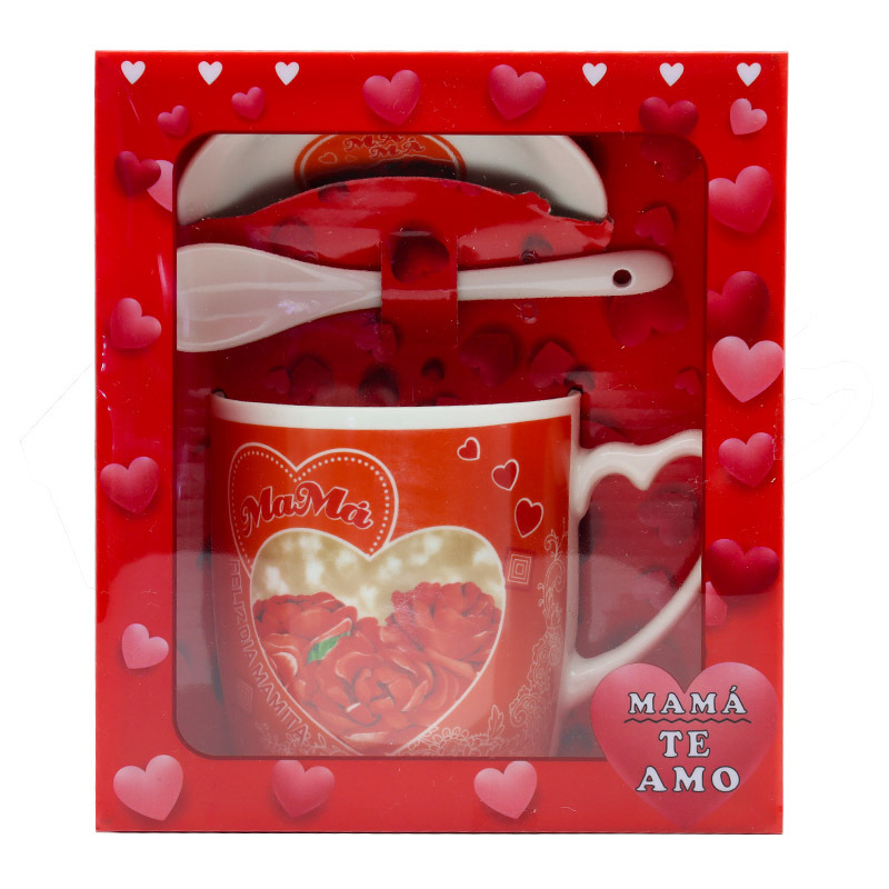 跨境专供母亲节小礼品外贸西语母亲节陶瓷马克杯家用大容量水杯带柄勺杯盘套装妇女节送妈妈的礼物支持多语做客logo厂家直销详情3